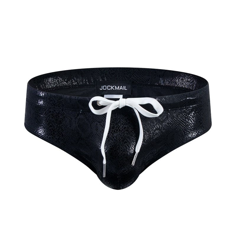 prince-wear 709 Black / M JOCKMAIL | Iridescent Snake Print Swim Brief with Removable Bulge Pouch
