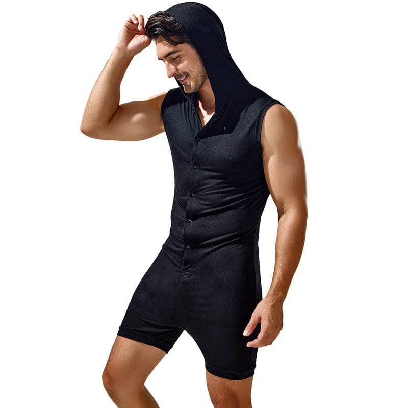 prince-wear Black / M TAUWELL | Hooded Sleeveless Bodysuit