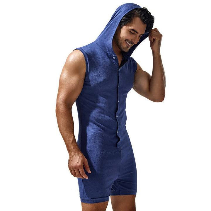 prince-wear Dark blue / M TAUWELL | Hooded Sleeveless Bodysuit