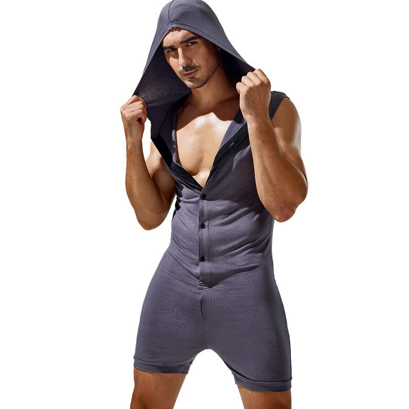 prince-wear Gray / M TAUWELL | Hooded Sleeveless Bodysuit